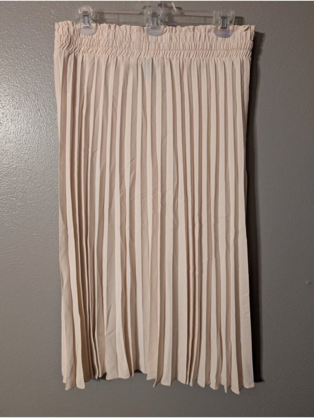 Emery Rose Beige Pleated High Waist Midi Skirt L sw230206795893 Minimalist Chic - Picture 3 of 6
